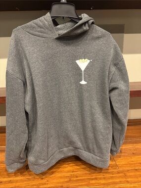 Women’s Gray Hooded Sweatshirt with Martini Graphic